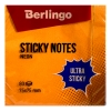 Самоклеящийся блок Berlingo "Ultra Sticky", 75*75мм, 80л, оранжевый неон