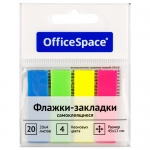 Флажки-закладки OfficeSpace, 45*12мм, стрелки, 20л*4 неоновых цвета, пластиковые  РМ_54057