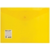 Папка-конверт с кнопкой BRAUBERG А4 до 100 л. прозрачная желтая СВЕРХПРОЧНАЯ 0,18 мм, 270472