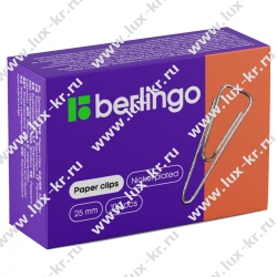 Скрепки 25мм, Berlingo, 100шт., никелированные треугольные, с отогнутым носиком BK2510n Скрепки 25мм, Berlingo, 100шт., никелированные треугольные, с отогнутым носиком BK2510n