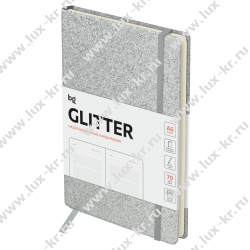 Ежедневник недатированный, А6, 136л., твердый переплет, диз. картон, BG "Glitter. Silver", серебристый, на резинке, карман DuA6_61222