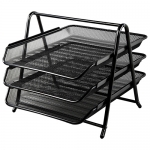 BRAUBERG "Germanium" Лоток горизонтальный металлический для бумаг, 3 секции, А4 (267х355х295 мм), черный, 231952 BRAUBERG "Germanium" Лоток горизонтальный металлический для бумаг, 3 секции, А4 (267х355х295 мм), черный, 231952