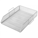 BRAUBERG "Germanium" Лоток горизонтальный металлический для бумаг, А4 (260х337х77 мм), серебристый, 231955