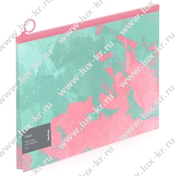 Папка-конверт на молнии с расширением Berlingo "Haze" ZGx_F4922 А4, 180мкм, мятная/розовая, с рисунком, с эффектом блесток Папка-конверт на молнии с расширением Berlingo "Haze" ZGx_F4922 А4, 180мкм, мятная/розовая, с рисунком, с эффектом блесток