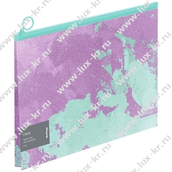 Папка-конверт на молнии с расширением Berlingo "Haze" ZGx_A4924 А4, 180мкм, сиреневая/мятная, с рисунком, с эффектом блесток Папка-конверт на молнии с расширением Berlingo "Haze" ZGx_A4924 А4, 180мкм, сиреневая/мятная, с рисунком, с эффектом блесток