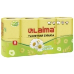 Бумага туалетная бытовая, спайка 8 шт., 2-х слойная, (8х19 м), LAIMA, аромат ромашки, 128721 Бумага туалетная бытовая, спайка 8 шт., 2-х слойная, (8х19 м), LAIMA, аромат ромашки, 128721