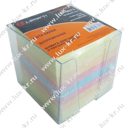 LAMARK73 Блок для записи цветной в прозрачном пластиковом боксе 90*90мм, 900л