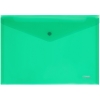 Папка-конверт на кнопке СТАММ А4, 180мкм, пластик, прозрачная, зеленая ММ-31023