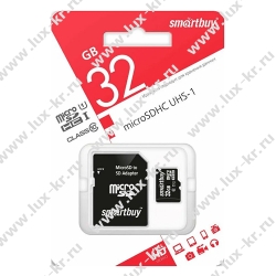 Флэш карта microSD 32GB SmartBuy microSDHC Class 10 с адаптером Флэш карта microSD 32GB SmartBuy microSDHC Class 10 с адаптером