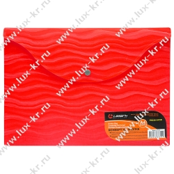 Lamark 404 папка-конверт на кнопке, А4 Волна/красная