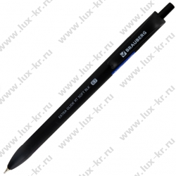 Ручка шариковая масляная автоматическая BRAUBERG "Extra Glide RT SOFT BLK", СИНЯЯ, игольчатый наконечник 0,7 мм, линия 0,5 мм, 144261