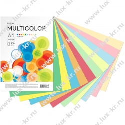 Бумага цветная OfficeSpace "Multicolor", А4, 80г/м2, 200л., (10 цветов) МС_38237