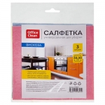 OfficeClean Салфетки для уборки, набор 3шт., вискоза, 30*30см, европодвес