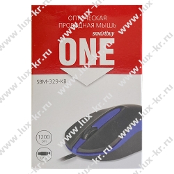 Мышь Smartbuy ONE 329, USB, черный, синий, 2btn+Roll SBM-329-KB