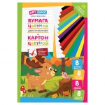 Набор А4 цв. немел. картона, 8л., 8цв. и цв. двустор. газет. бумаги, 8л., 8цв., ArtSpace "Олененок", в папке Набор А4 цв. немел. картона, 8л., 8цв. и цв. двустор. газет. бумаги, 8л., 8цв., ArtSpace "Олененок", в папке