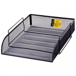 BRAUBERG "Germanium" Лоток горизонтальный металлический для бумаг, А4 (260х337х77 мм), черный, 231954 BRAUBERG "Germanium" Лоток горизонтальный металлический для бумаг, А4 (260х337х77 мм), черный, 231954