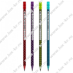 Карандаш ч/г Berlingo "Squares", круглый, с ластиком, заточен., пластиковый, ассорти ВР01312 Карандаш ч/г Berlingo "Squares", круглый, с ластиком, заточен., пластиковый, ассорти ВР01312