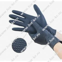 Перчатки нитриловые BASIC PRO Черные, ромбовидная текстура, L