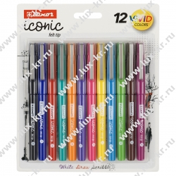 Набор капиллярных ручек Luxor "Iconic М" 12цв., 1,0мм, блистер