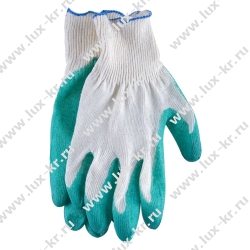 Перчатки х/б с латексной заливкой, зеленые Перчатки х/б с латексной заливкой, зеленые