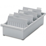 Картотека пластиковая ФОРМАТ А5 (210х148 мм) горизонтальная на 1300 карт, серая, без крышки! HAN (Германия), НА955/0/11