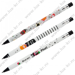 Карандаш механический MESHU "Relax Cat", печать на корпусе, 2,0мм, софт-тач, ассорти, с точилкой для грифеля MS_53323