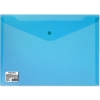 Папка-конверт с кнопкой BRAUBERG, А4, до 100 листов, прозрачная, синяя, СВЕРХПРОЧНАЯ 0,18 мм, 224813