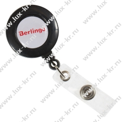 Держатель-рулетка для бейджей 70см, петелька, клип, черный Держатель-рулетка для бейджей 70см, петелька, клип, черный