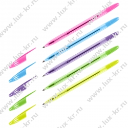 Ручка шариковая СТАММ "555" синяя, 0,7мм, неоновый микс, масляная основа  РШ-30408