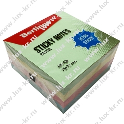 Самоклеящийся блок Berlingo "Ultra Sticky" LSn_40001, 75*75мм, 400л, 4 пастельных цвета Самоклеящийся блок Berlingo "Ultra Sticky" LSn_40001, 75*75мм, 400л, 4 пастельных цвета