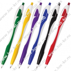 Ручка шариковая автоматическая BRAUBERG "Caribbean", СИНЯЯ, корпус ассорти, узел 0,7 мм, линия письма 0,35 мм, 141159